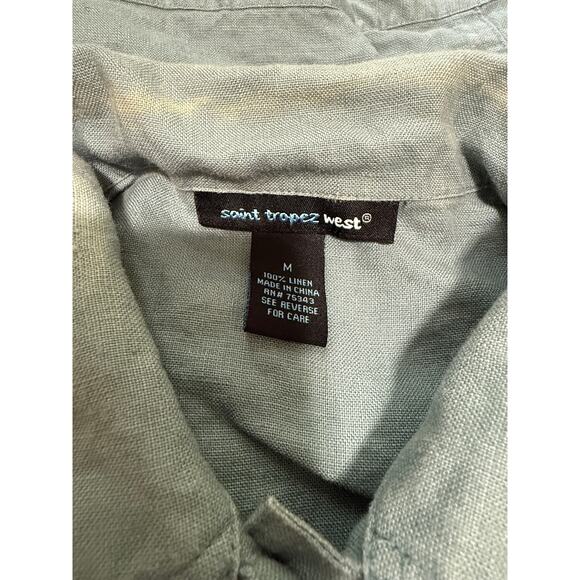 Saint Topez West Women’s Teal Blue 100% Linen Jacket Size Medium - Picture 2 of 6